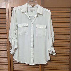 LOFT Women's White Button-Down Blouse